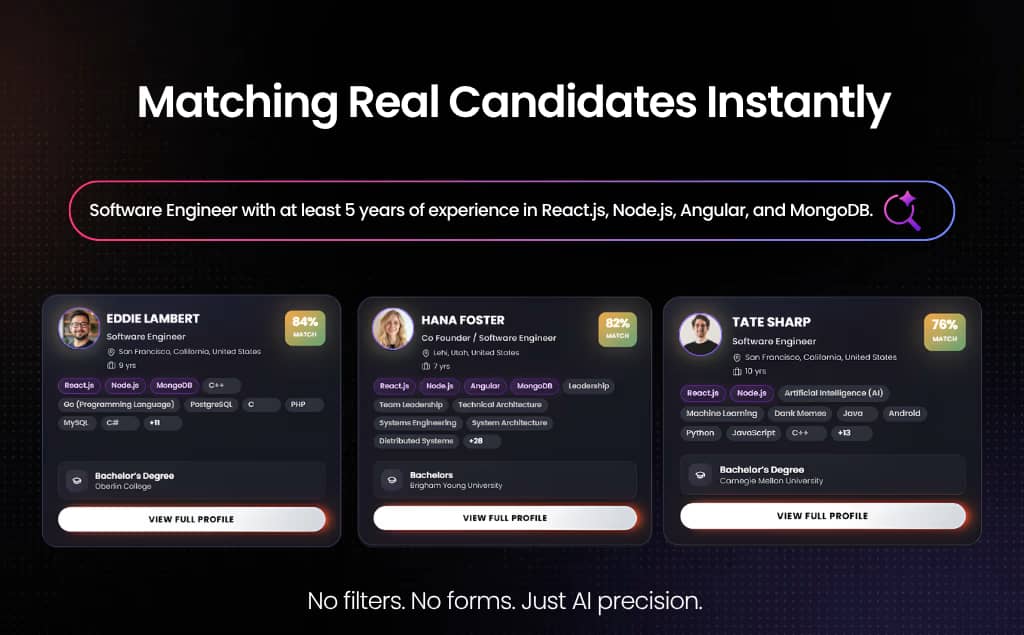 Enter Requirements, Get Matches
